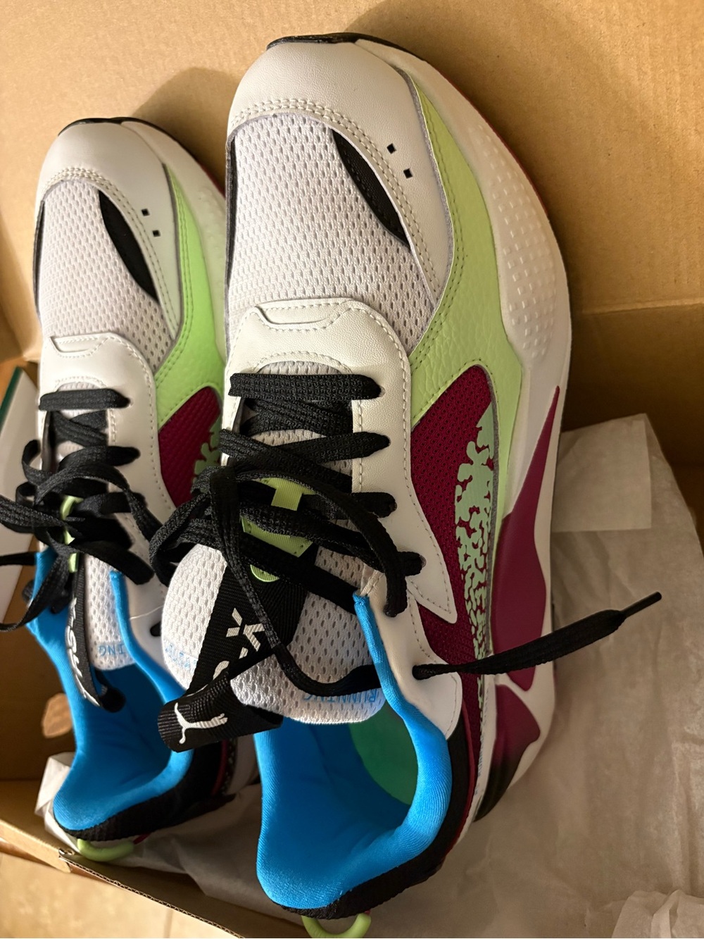 PUMA RS-X Blaster Men’s Low Top Mesh Lace-Up Sneakers White Lime size 11.5 - Picture 4 of 10